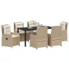  Kert étkező szett 7 pcs Beige és Világosszürke polirattan