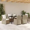  Kert étkező szett 7 pcs Beige és Világosszürke polirattan