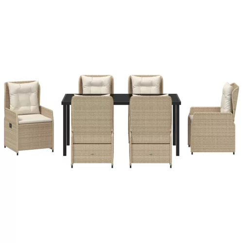  Kert étkező szett 7 pcs Beige és Világosszürke polirattan