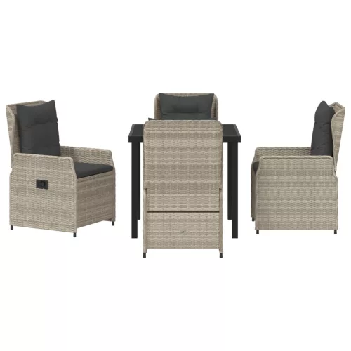  5 darabos kert étkezőszett világosszürke poli rattan