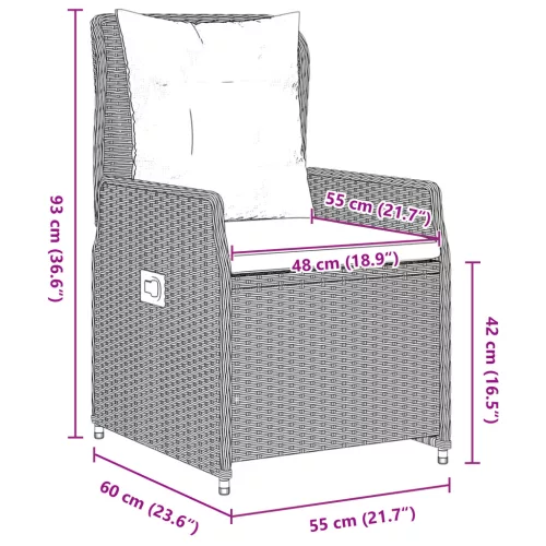  5 darabos kert étkezőszett világosszürke poli rattan