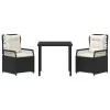  3 darabos kerti étkező szett Fekete Polirattan