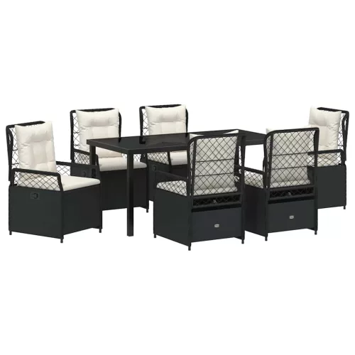  Kert étkező szett 7 pcs Fekete polirattan