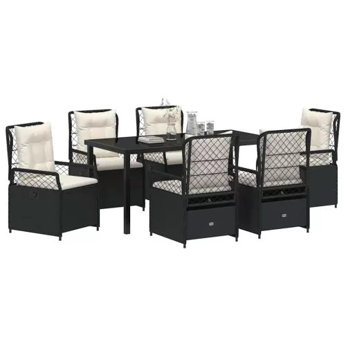  Kert étkező szett 7 pcs Fekete polirattan