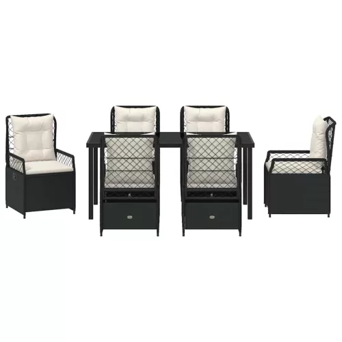  Kert étkező szett 7 pcs Fekete polirattan