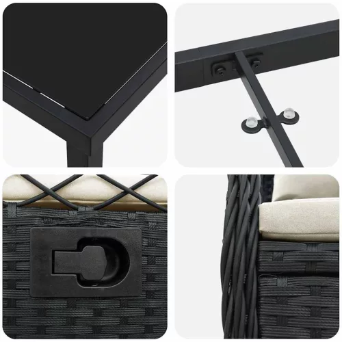  Kert étkező szett 7 pcs Fekete polirattan