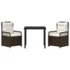  3 Részes Kerti Étkező Szett Barna Poli Rattan