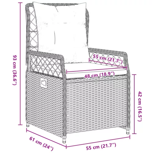  3 Részes Kerti Étkező Szett Barna Poli Rattan