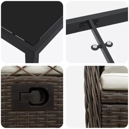  5 részes kerti étkező szett barna poli rattan