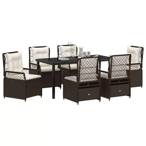  Kert étkező szett 7 pcs Barna polirattan