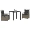  3 darabos kerti étkező szett szürke poli rattan