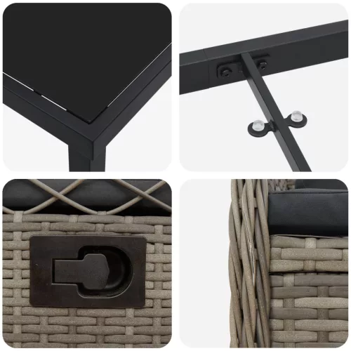  3 darabos kerti étkező szett szürke poli rattan