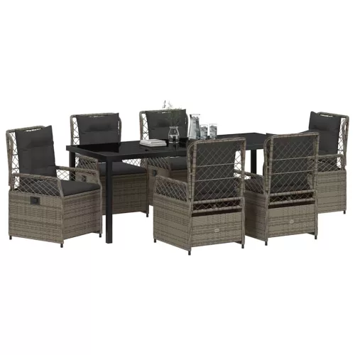  Kert étkező szett 7 pcs Szürke polirattan