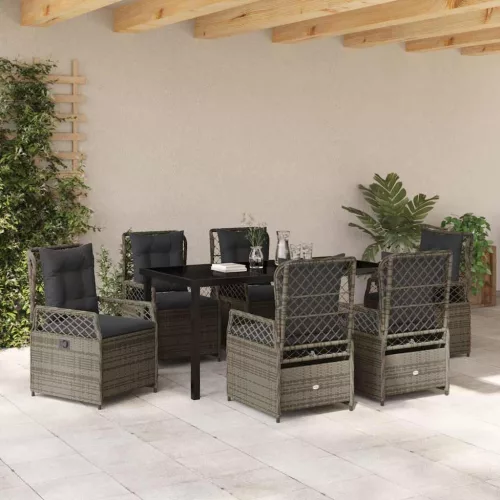  Kert étkező szett 7 pcs Szürke polirattan
