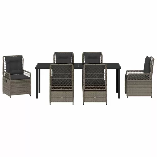  Kert étkező szett 7 pcs Szürke polirattan