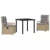  3 darabos kerti étkezőszett Bézs Polirattan