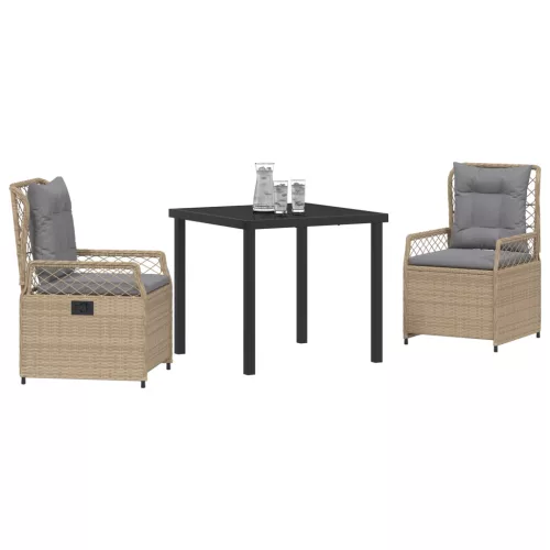  3 darabos kerti étkezőszett Bézs Polirattan