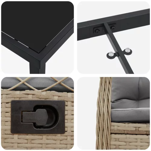  3 darabos kerti étkezőszett Bézs Polirattan