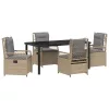  Kert étkező szett 5 pcs Beige és Világosszürke polirattan