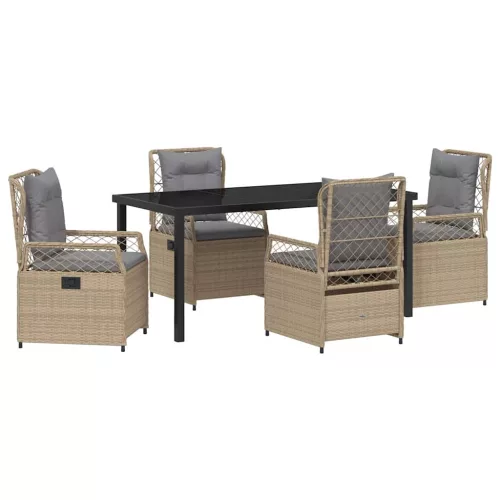  Kert étkező szett 5 pcs Beige és Világosszürke polirattan