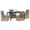  Kert étkező szett 5 pcs Beige és Világosszürke polirattan