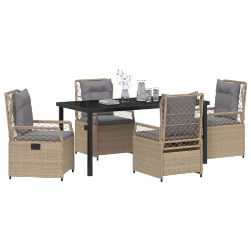  Kert étkező szett 5 pcs Beige és Világosszürke polirattan