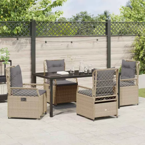  Kert étkező szett 5 pcs Beige és Világosszürke polirattan