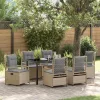 Kert étkező szett 7 pcs Beige és Világosszürke polirattan