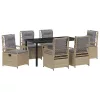  Kert étkező szett 7 pcs Beige és Világosszürke polirattan