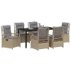  Kert étkező szett 7 pcs Beige és Világosszürke polirattan