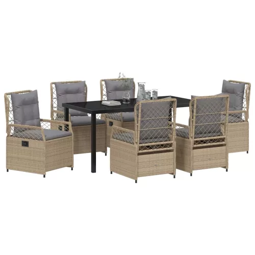  Kert étkező szett 7 pcs Beige és Világosszürke polirattan