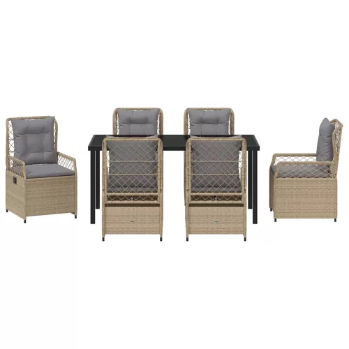  Kert étkező szett 7 pcs Beige és Világosszürke polirattan