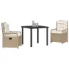  3 Részes Kerti Étkező Szett Bézs Poli Rattan