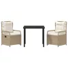  3 Részes Kerti Étkező Szett Bézs Poli Rattan