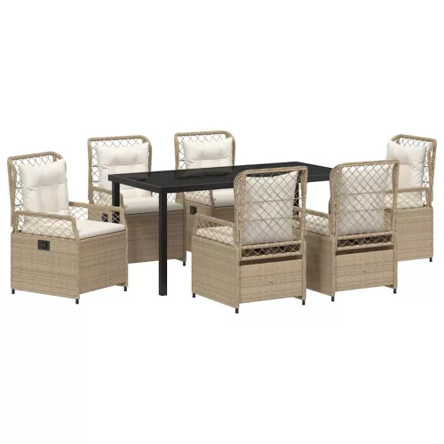  Kert étkező szett 7 pcs Beige és Krémszínű polirattan