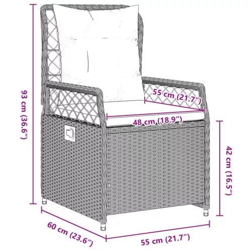  3 Részes Kerti Étkező Szett Világosszürke Poli Rattan