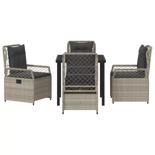  5 Részes Kerti Étkező Szett Világosszürke Polirattan