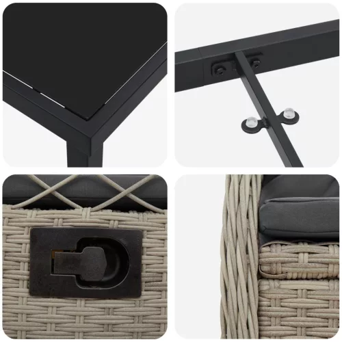  5 Részes Kerti Étkező Szett Világosszürke Polirattan