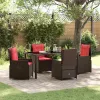  Kert étkező szett párnával 5 pcs Barna Poli rattan
