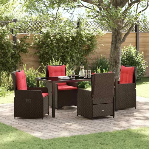  Kert étkező szett párnával 5 pcs Barna Poli rattan