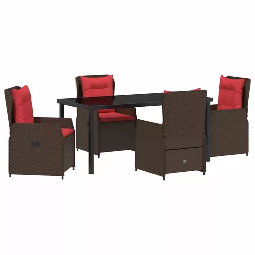  Kert étkező szett párnával 5 pcs Barna Poli rattan