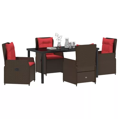  Kert étkező szett párnával 5 pcs Barna Poli rattan