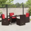  Kert étkező szett párnával 5 pcs Barna Poli rattan