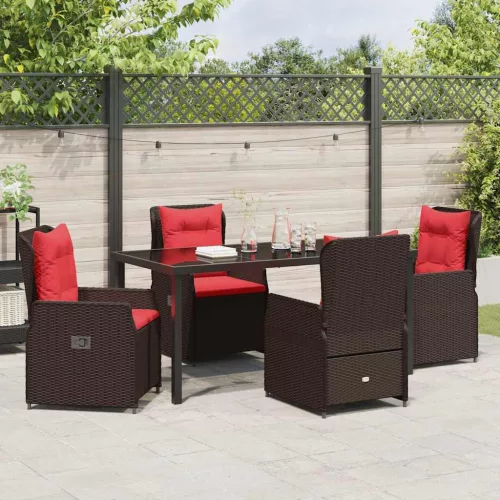  Kert étkező szett párnával 5 pcs Barna Poli rattan