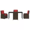  Kert étkező szett párnával 5 pcs Barna Poli rattan