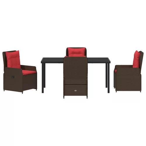  Kert étkező szett párnával 5 pcs Barna Poli rattan