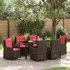  Kert étkező szett párnával 7 pcs Barna Poli rattan