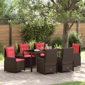 Kert étkező szett párnával 7 pcs Barna Poli rattan