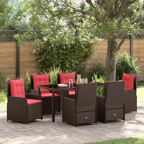  Kert étkező szett párnával 7 pcs Barna Poli rattan