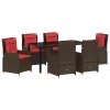  Kert étkező szett párnával 7 pcs Barna Poli rattan